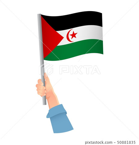 Sahrawi Arab Democratic Republic flag in hand icon 50881835