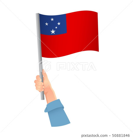 Samoa flag in hand icon 50881846