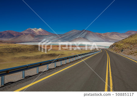 Spectacular road to red stones and Talar salar impressive landscape Spectacular road to red stones and Talar salar impressive landscape 50885117