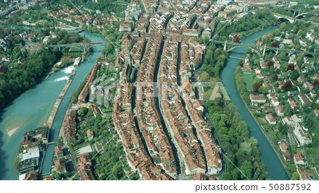 Aerial view of historic part of Bern in Switzerland Aerial view of historic part of Bern in Switzerland 50887592