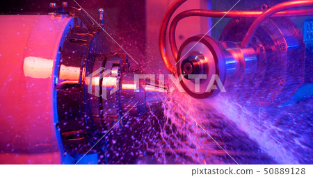 The CNC lathe machine. The hi-technology machining concept. 50889128