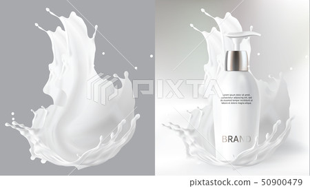 Milk cosmetics realistic vector blurred background Milk cosmetics realistic vector blurred background 50900479