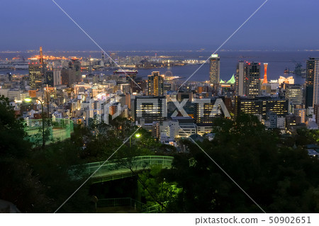 Kobe night view and port tower seen from Venus Bridge 50902651