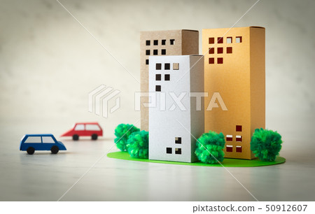 建設高層公寓房地產紙模型 50912607