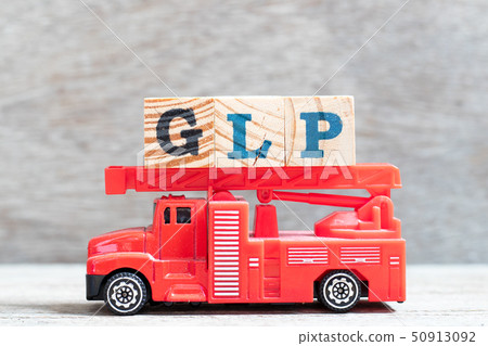 Red fire truck hold letter block in word GLP 50913092