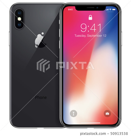 new phone front and black vector drawing eps10 format isolated on white background 50913538