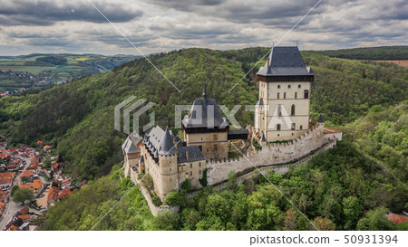 Aerial view of Karlstejn Castle 50931394