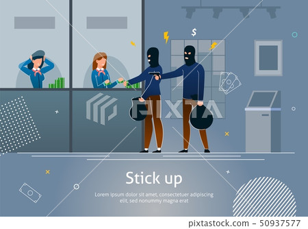 Bank Robbery by Masked Criminal, Girl Gives Money. 50937577