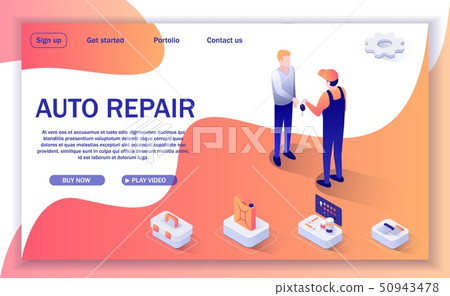 Banner For Auto Repair Online Service And Car Shop Stock