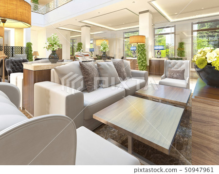 Design in the art Deco style of the waiting area. Design in the art Deco style of the waiting area. 50947961