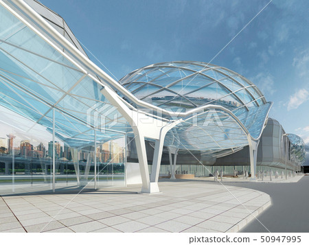 Futuristic modern design mega mall glass and 50947995