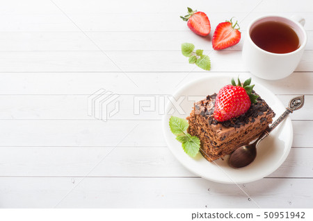 Truffle cake with chocolate and strawberries Truffle cake with chocolate and strawberries 50951942
