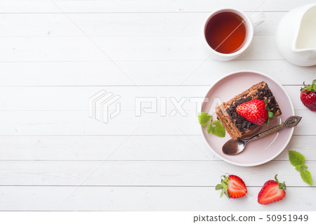 Truffle cake with chocolate and strawberries 50951949