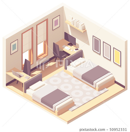 Vector isometric dormitory or dorm room 50952331