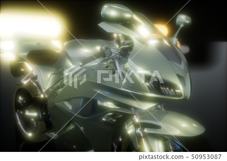 moto sport bike in dark studio with bright lights 50953087