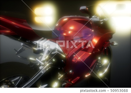moto sport bike in dark studio with bright lights 50953088