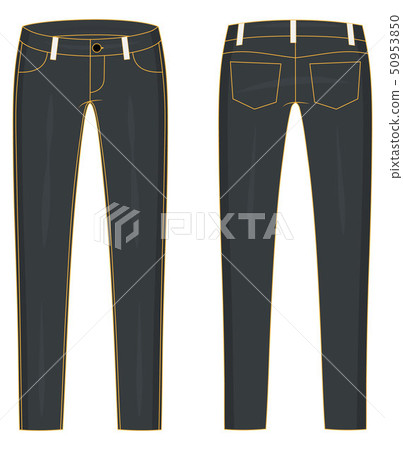 Fashion technical colored sketch of jeans in... - Stock Illustration ...