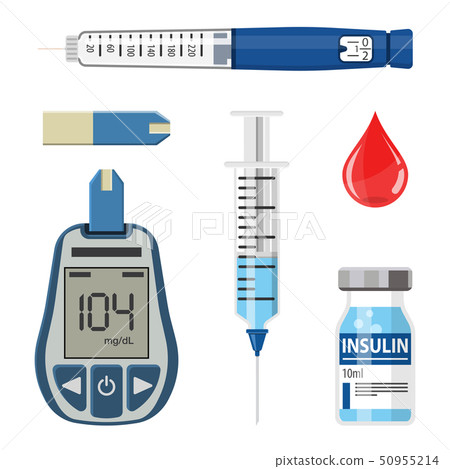 Diabetes and Insulin Icons Set 50955214