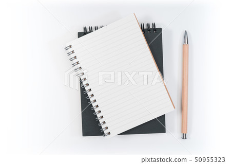 school notebook on a blue background, spiral school notebook on a blue background, spiral 50955323