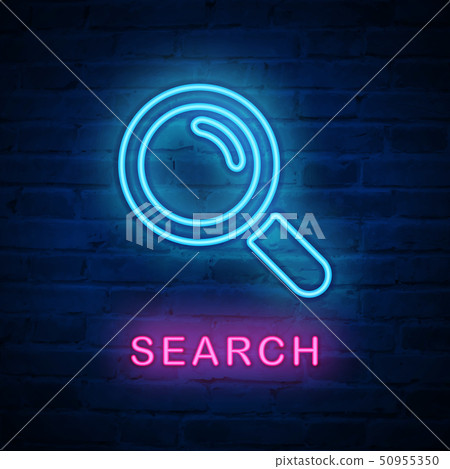 Vector illuminated neon light icon sign search 50955350