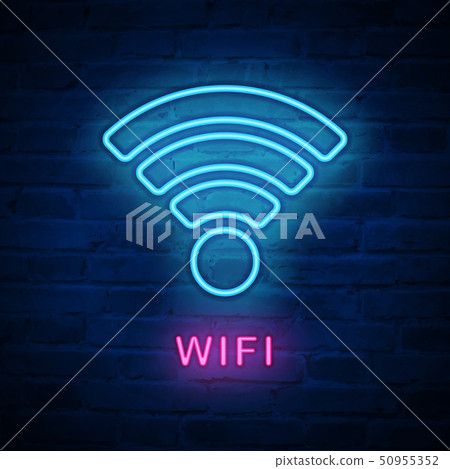 Vector illuminated neon light icon sign wifi Vector illuminated neon light icon sign wifi 50955352