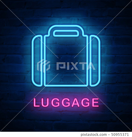 Vector illuminated neon light icon sign luggage - Stock Illustration ...