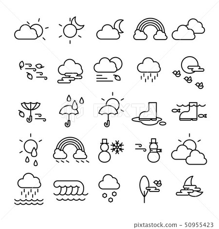 set of editable stroke weather icons, weather fore set of editable stroke weather icons, weather fore 50955423