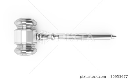3D rendering Silver gavel, Judge Hammer 50955677
