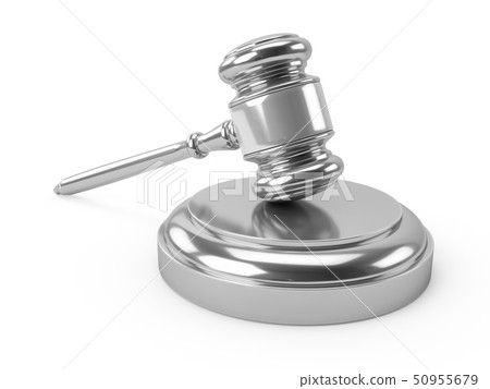 3D rendering Silver gavel, Judge Hammer 50955679