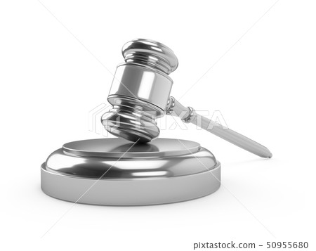 3D rendering Silver gavel, Judge Hammer 50955680