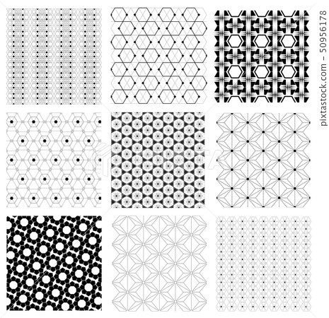 Seamless black and white Japanese retro pattern - Stock Illustration ...