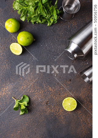 Ingredients for cooking cocktail with shaker 50956756