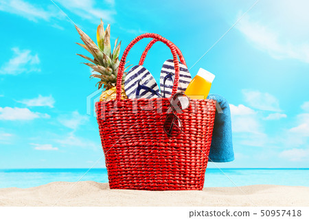 Red beach bag 50957418