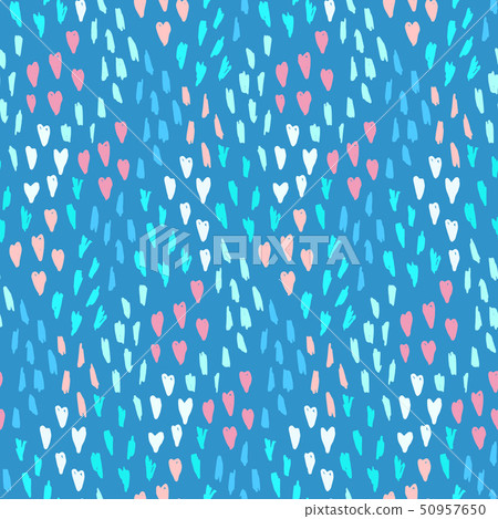 Blue pattern with mess of hearts, dots and shapes Blue pattern with mess of hearts, dots and shapes 50957650