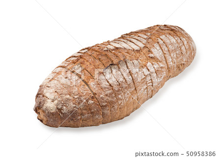 Fresh black bread, sliced, isolated on white background Fresh black bread, sliced, isolated on white background 50958386