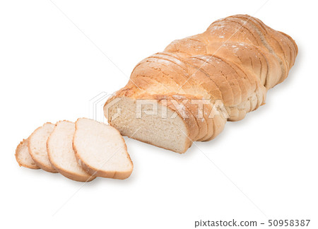 Sliced white bread. Isolated on white background Sliced white bread. Isolated on white background 50958387