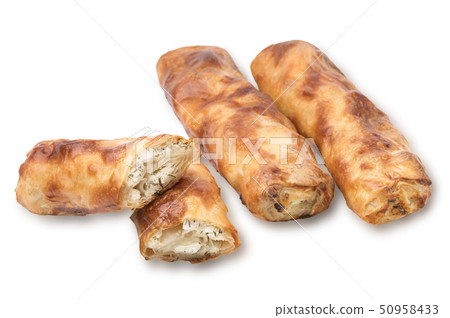 Baking from puff pastry, Vertuta or placinda with cottage cheese and cheese, served with sour cream. Baking from puff pastry, Vertuta or placinda with cottage cheese and cheese, served with sour cream. 50958433