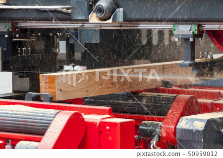 Sawmill. Process of machining logs in equipment 50959012