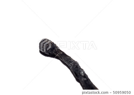 Black head of a burnt match close up, isolated 50959050