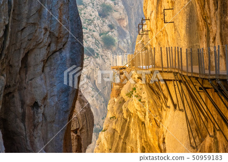 View of El Caminito del Rey tourist attraction Malaga, Spain. 50959183