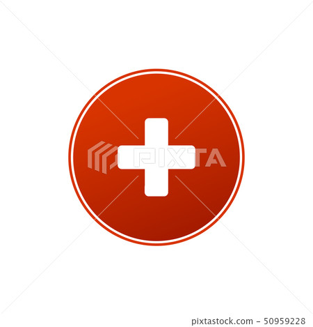 First aid medical sign in circle, flat vector icon 50959228