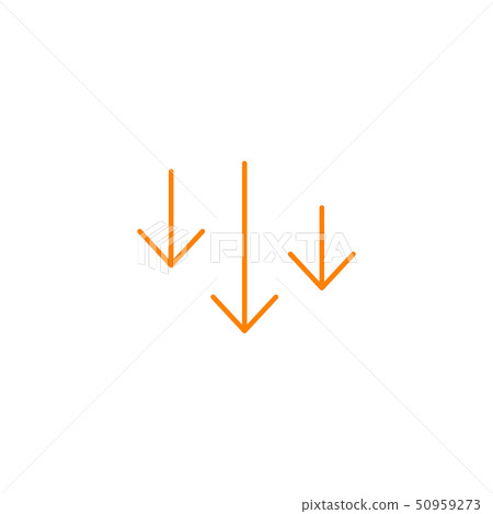 three linear arrows directed down. Vector three linear arrows directed down. Vector 50959273