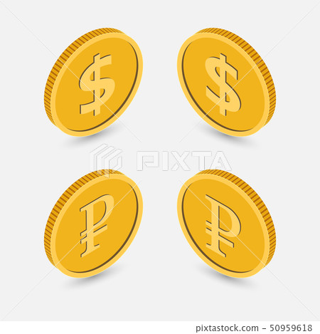 A set of coins in isometric. 50959618