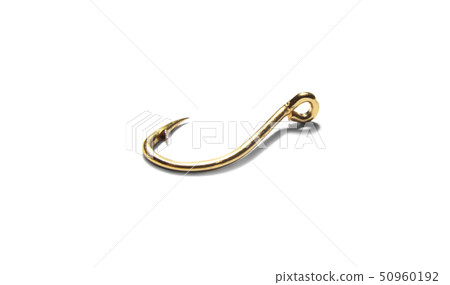 Single fish hook isolated on white background Single fish hook isolated on white background 50960192