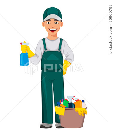 Cleaning service concept. Cheerful cartoon 50960793