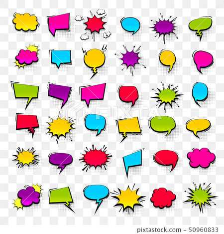 Big set hand drawn effects comic speech bubbles 50960833