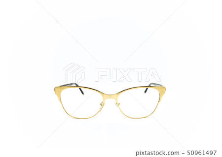 Eye glasses metal in rectangular frame isolated on white background. Eye glasses metal in rectangular frame isolated on white background. 50961497