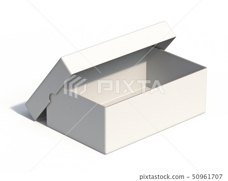 Empty white box with cover side view 3D Empty white box with cover side view 3D 50961707