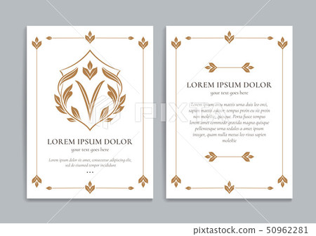 White and gold vintage greeting card. Letter V. 50962281