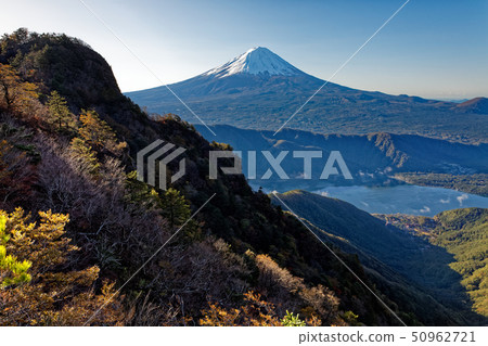 Mt. Fuji and West Lake seen from the Misaka mountain area and the Mt. 50962721